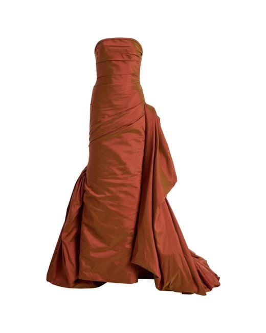 Marmar Halim Brown Raisa Strapless Taffeta Gown