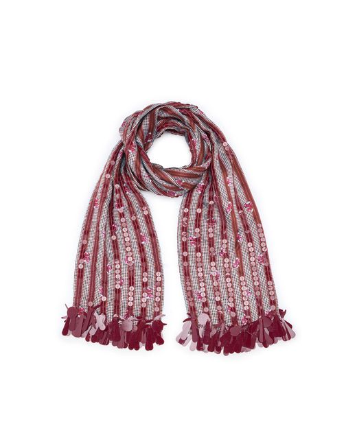 Dries Van Noten Red Striped Sequin Scarf