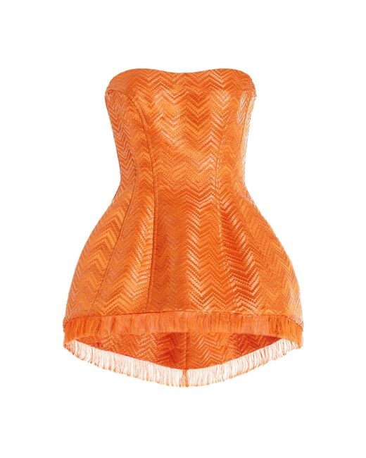 Rosie Assoulin Orange Lamp Woven Satin Peplum Top