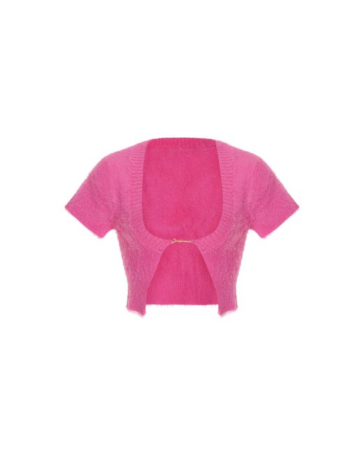 Jacquemus Pink La Neve Knit Crop Top