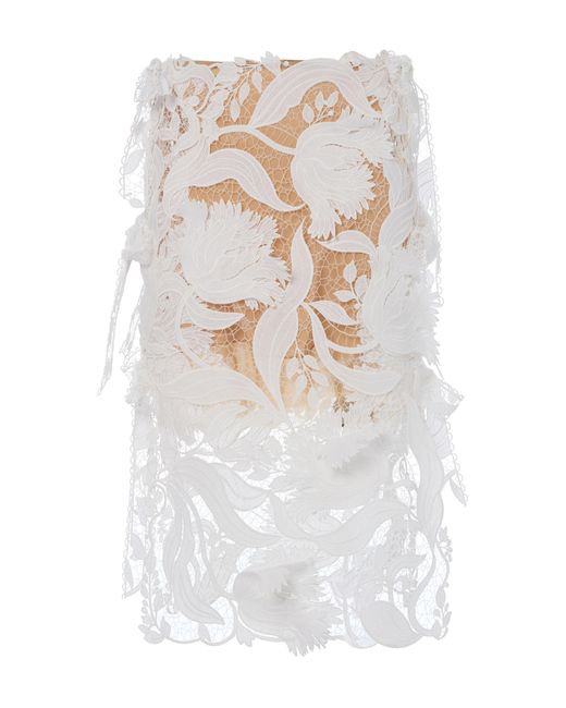 Monse White Tulip Lace Knee-Length Skirt