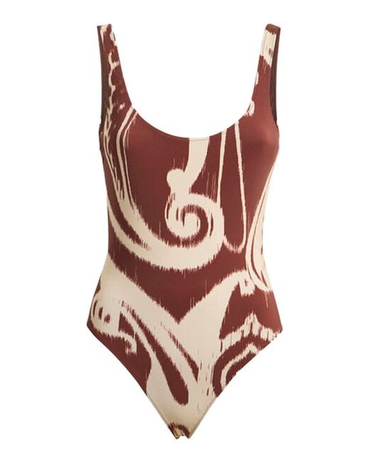Etro Red Ikat-Printed One-Piece Swimsuit