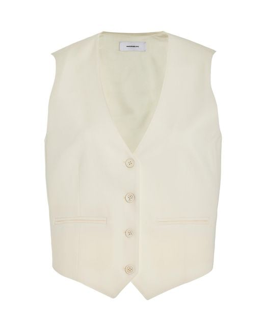 Wardrobe NYC Natural Cropped Wool Vest