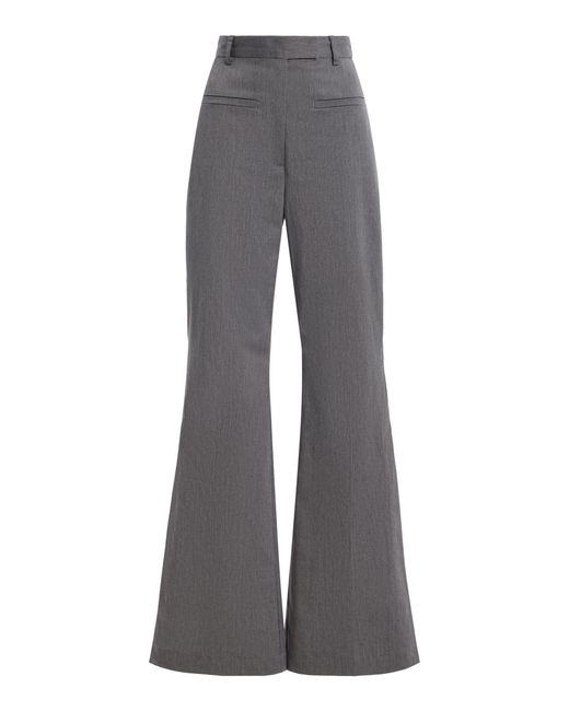 Matthew Bruch Gray Side Slit Stretch-Cotton Bell Bottom Trouser