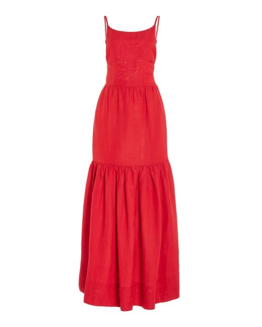 Posse Elise Tiered Linen-blend Maxi Dress