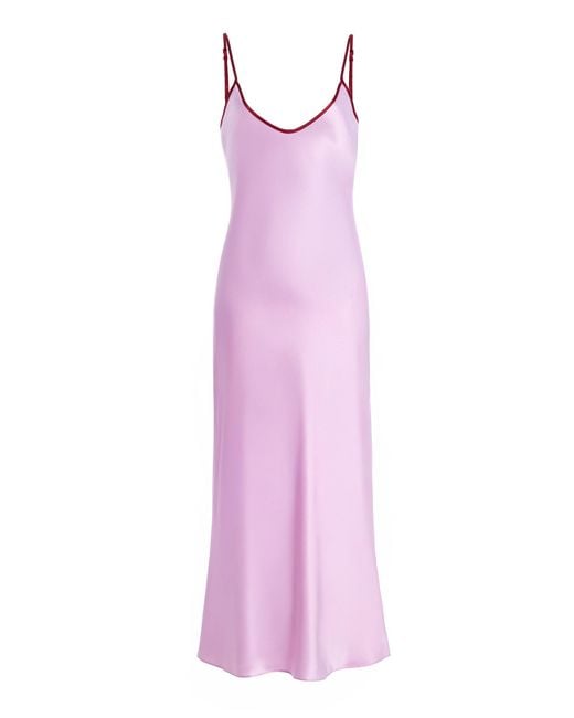 Comme Si Purple Silk Bias Slip Dress