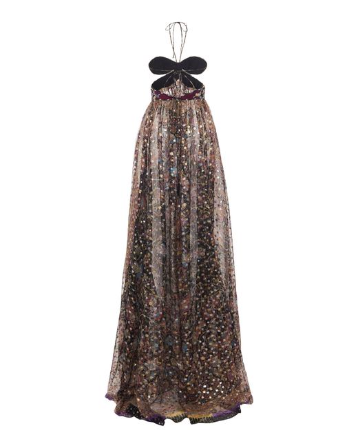 Etro Printed Cutout Halterneck Silk-chiffon Maxi Dress | Lyst