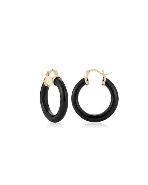 Mateo Black 14K Onyx Hoop Earrings