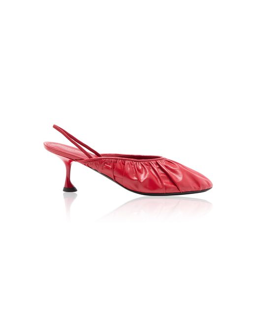 Proenza Schouler Red Soft Calf Rouched Tee Slingbacks