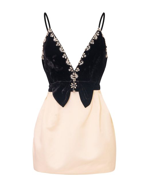 LoveShackFancy Black Sorrelia Velvet And Poplin Mini Dress