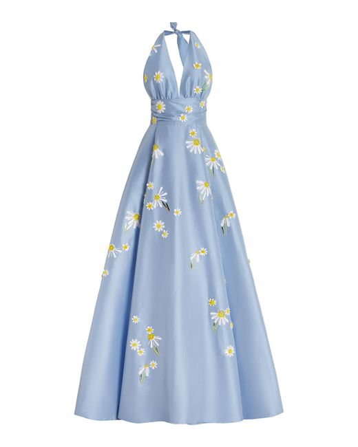 BERNADETTE Monroe Daisy-embroidered Dress in Blue | Lyst Australia