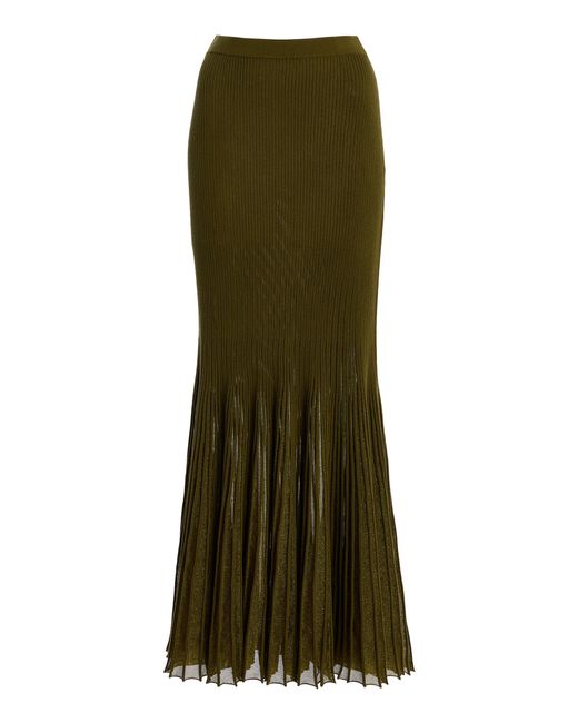 Ulla Johnson Green Vera Pleated Knit Maxi Skirt