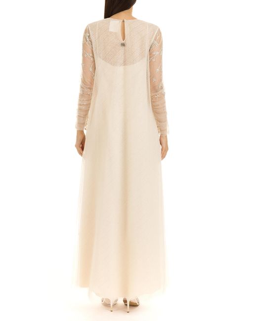 Mauzan Natural Ruched Cotton Blend Caftan