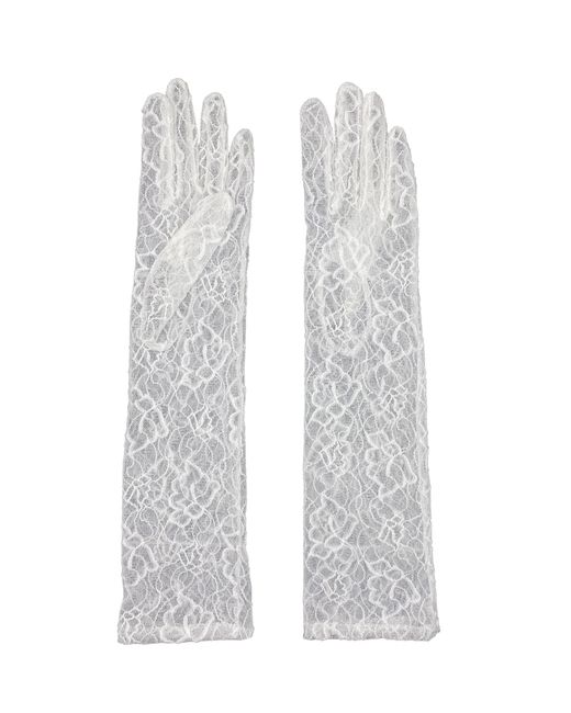 Agnelle White Opera Lace Gloves