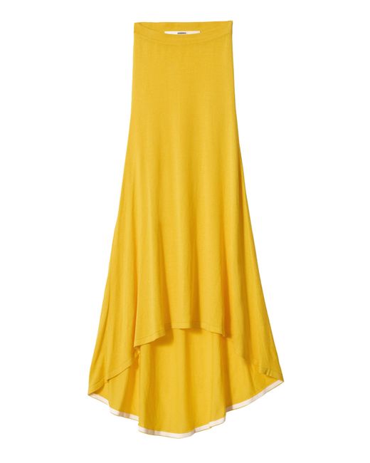 Jacquemus Yellow The Mananco High-Low Silk-Blend Maxi Skirt