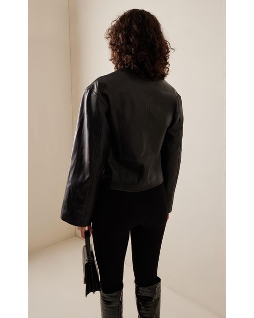 Loulou Studio Black Brize Cropped Leather Jacket