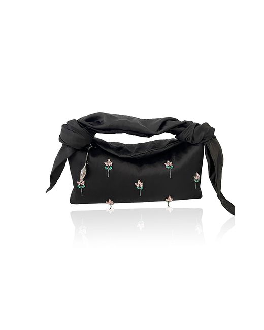 Erdem Black Embroidered East West Bloom Bag