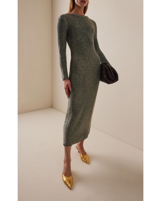 Altuzarra Green Exclusive Open-back Sequined Wool-blend Knit Midi Dress