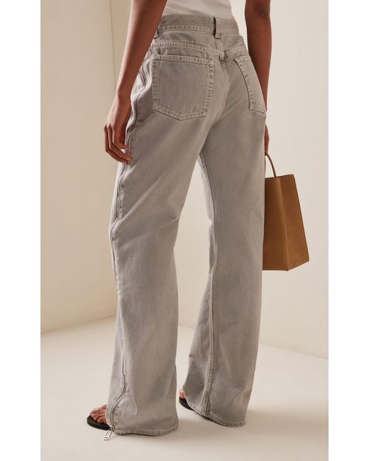 Haikure Gray Triumph Zip-detailed Rigid Mid-rise Wide-leg Jeans