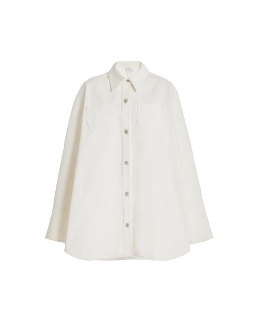 Courreges White Mega Size Cotton-blend Denim Shirt