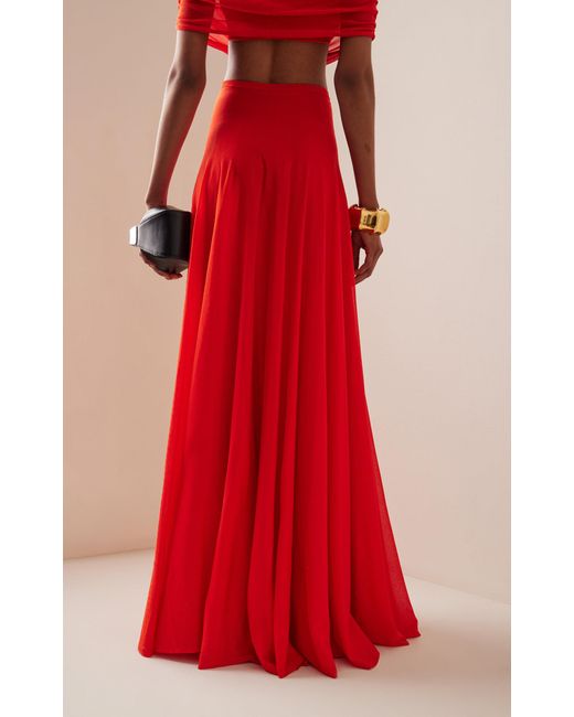 Brandon Maxwell Red The Lucy Sheer Knit Maxi Skirt