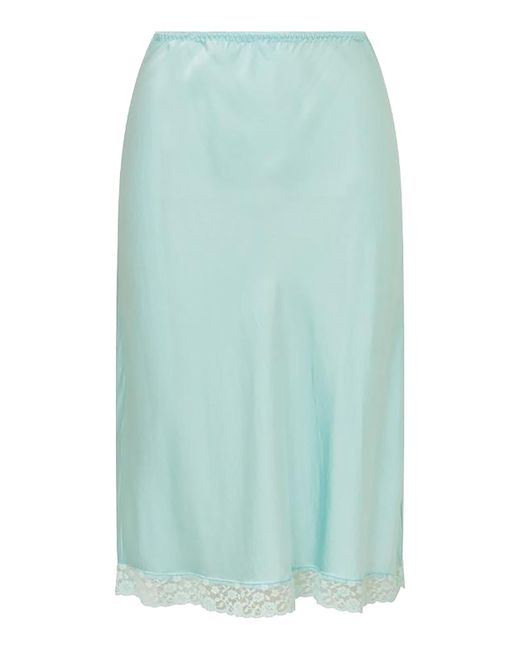 LoveShackFancy Blue Allideen Silk-Blend Midi Skirt