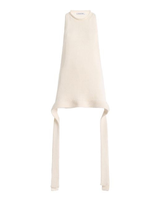 AISLING CAMPS White Jill Knit Cotton-Blend Top