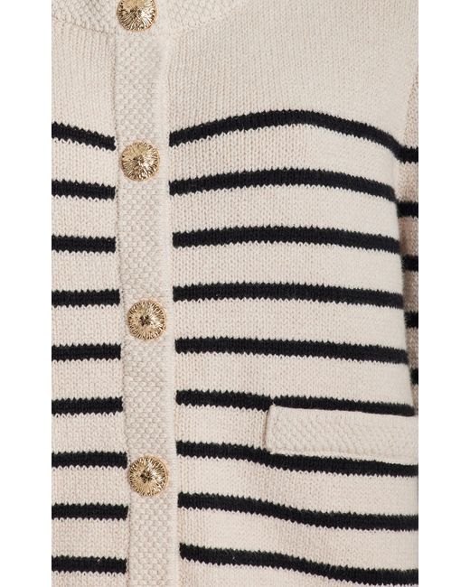 Cara Cara White Luciana Striped Cotton-blend Cardigan