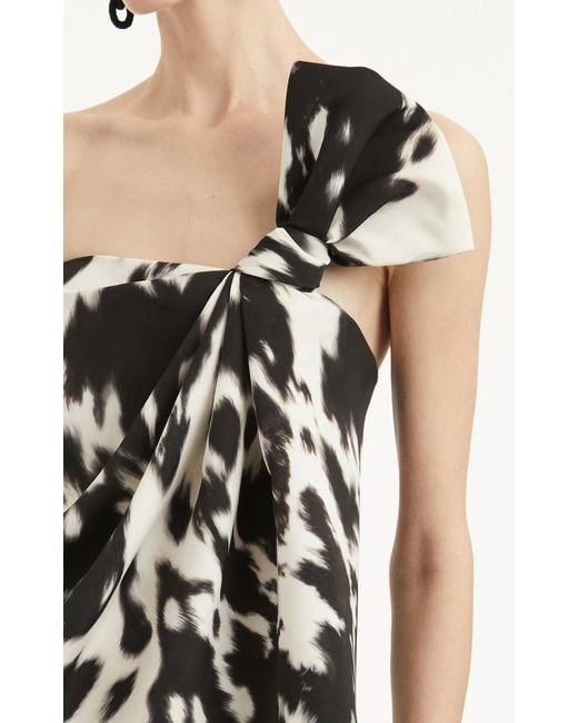 Oscar de la Renta Black Asymmetric Crepe Mini Dress
