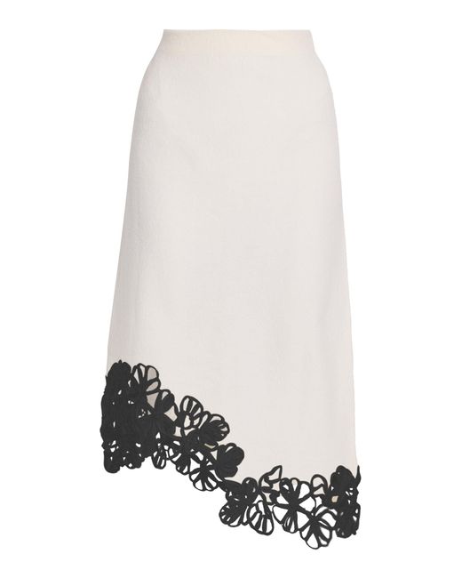 Erdem White Cutout Knit Wool Midi Skirt
