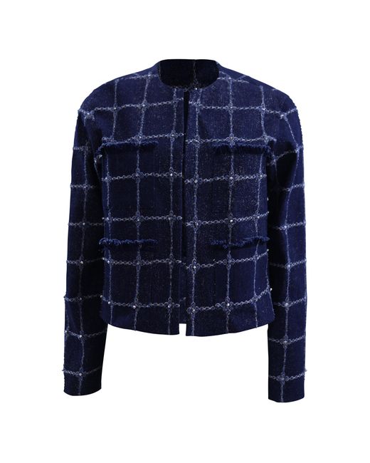 Francesca Miranda Blue Denim Crystal Cotton-Blend Jacket