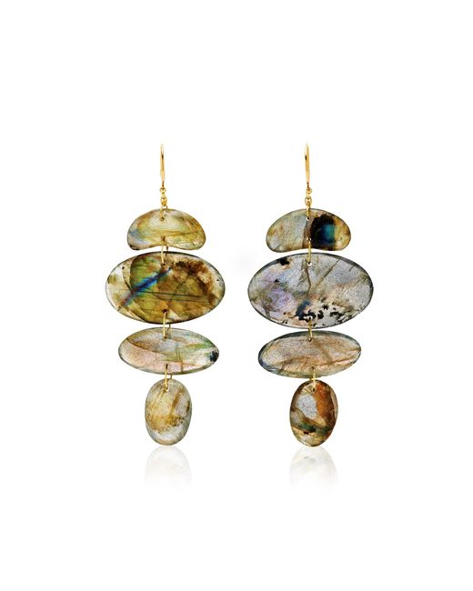 Ten Thousand Things Metallic Small Totem Ii 18k Yellow Gold Labrodite Earrings