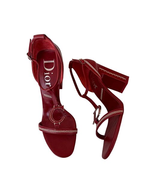 Dear Clementine Vintage Red Dior Block Heel Sandals
