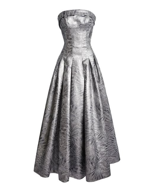 Zuhair Murad Gray Heavy Jacquard Ankle Dress