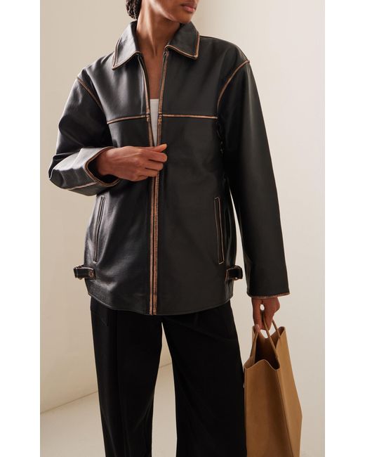 Worn Vintage Black Faded Leather Jacket