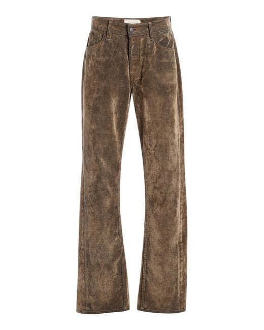 Kallmeyer Natural Adina Low-Rise Straight Leg Flocked Denim Pants