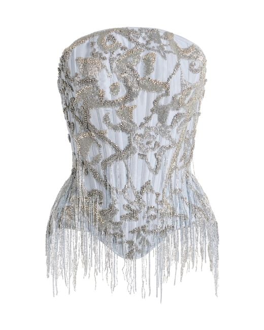 Wiederhoeft Gray Julie Silk Taffeta Corset With Lost Works Embroidery