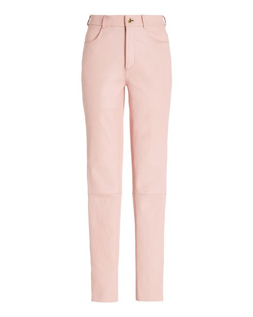 Sergio Hudson Pink Mid-rise Leather Jean