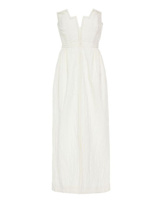 Mara Hoffman White Aurelia Strapless Cotton And Linen-blend Midi Dress