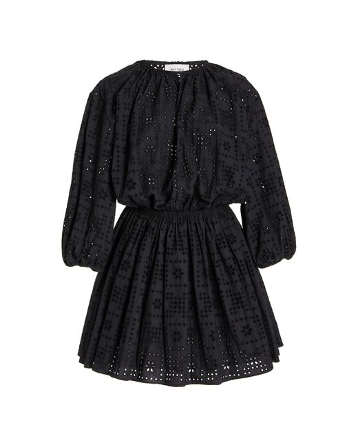 Matteau Black Crochet Broderie Organic Cotton Mini Dress