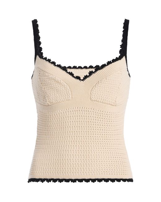 Ulla Johnson Natural Helaine Cropped Knit Cotton Cami Top