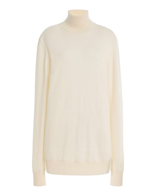 The Row White Lizzy Fine-Knit Cashmere Sweater