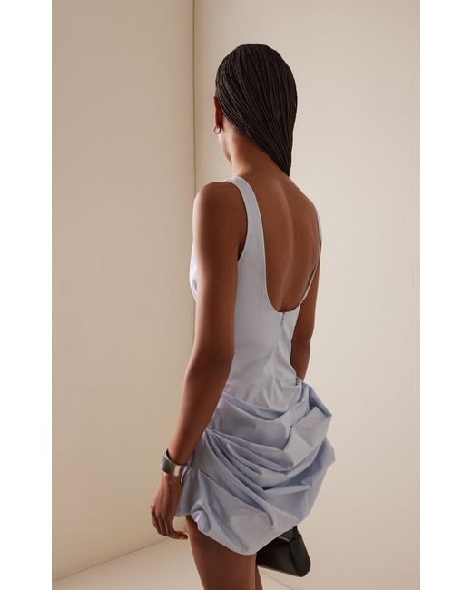 magda butrym gathered cotton mini dress Magda Butrym Gathered Cotton Mini Dress in Blue