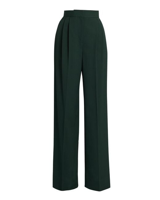 Erdem Green Wool-Blend Wide-Leg Pants