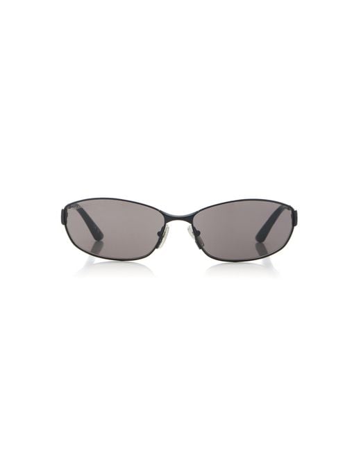 Balenciaga Black Rectangular-frame Metal Sunglasses