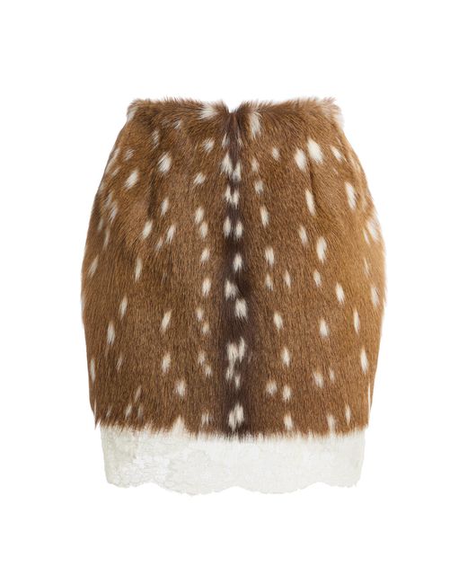 LAQUAN SMITH Natural Calf Hair Mini Skirt