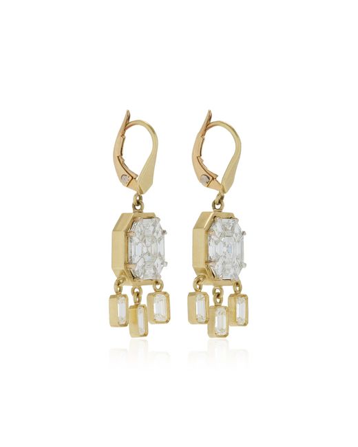 Sylva & Cie Metallic Mosaic 18k Yellow Gold Diamond Earrings