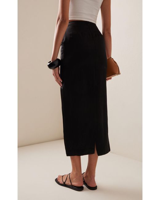 Posse Black Gigi Linen-blend Maxi Skirt