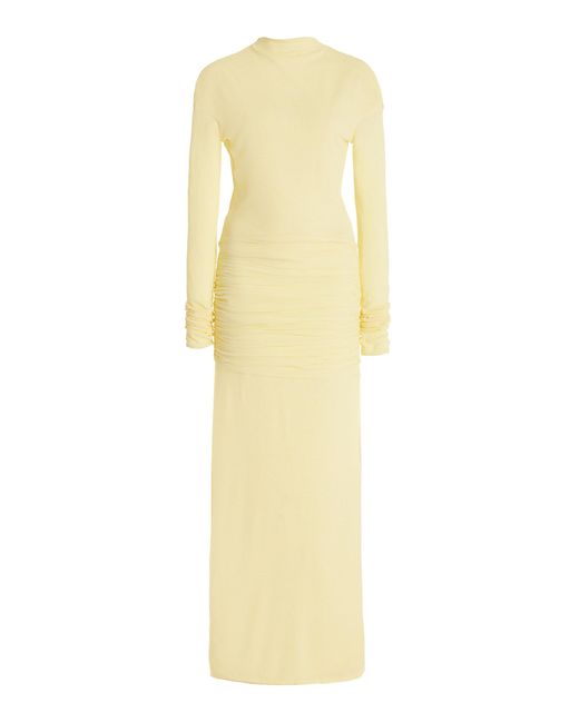 Givenchy Yellow Ruched-waist Jersey Maxi Dress