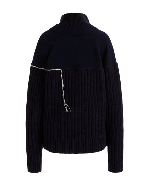 Victoria Beckham Blue Collared Knit Wool Sweater